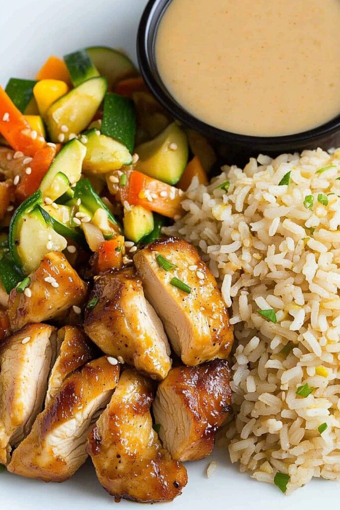 Hibachi Chicken with Fried Rice and Vegetables