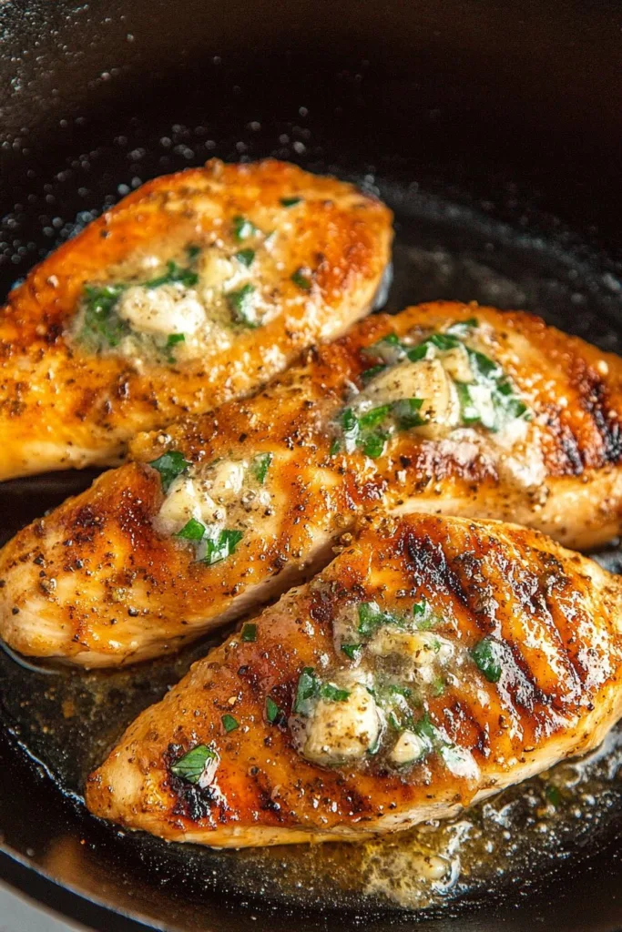 Cast Iron Skillet Chicken Breast with Garlic Herb Butter (30 Minute)